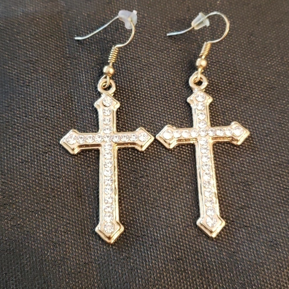 Cross Rhinstone Earings - Picture 2 of 6